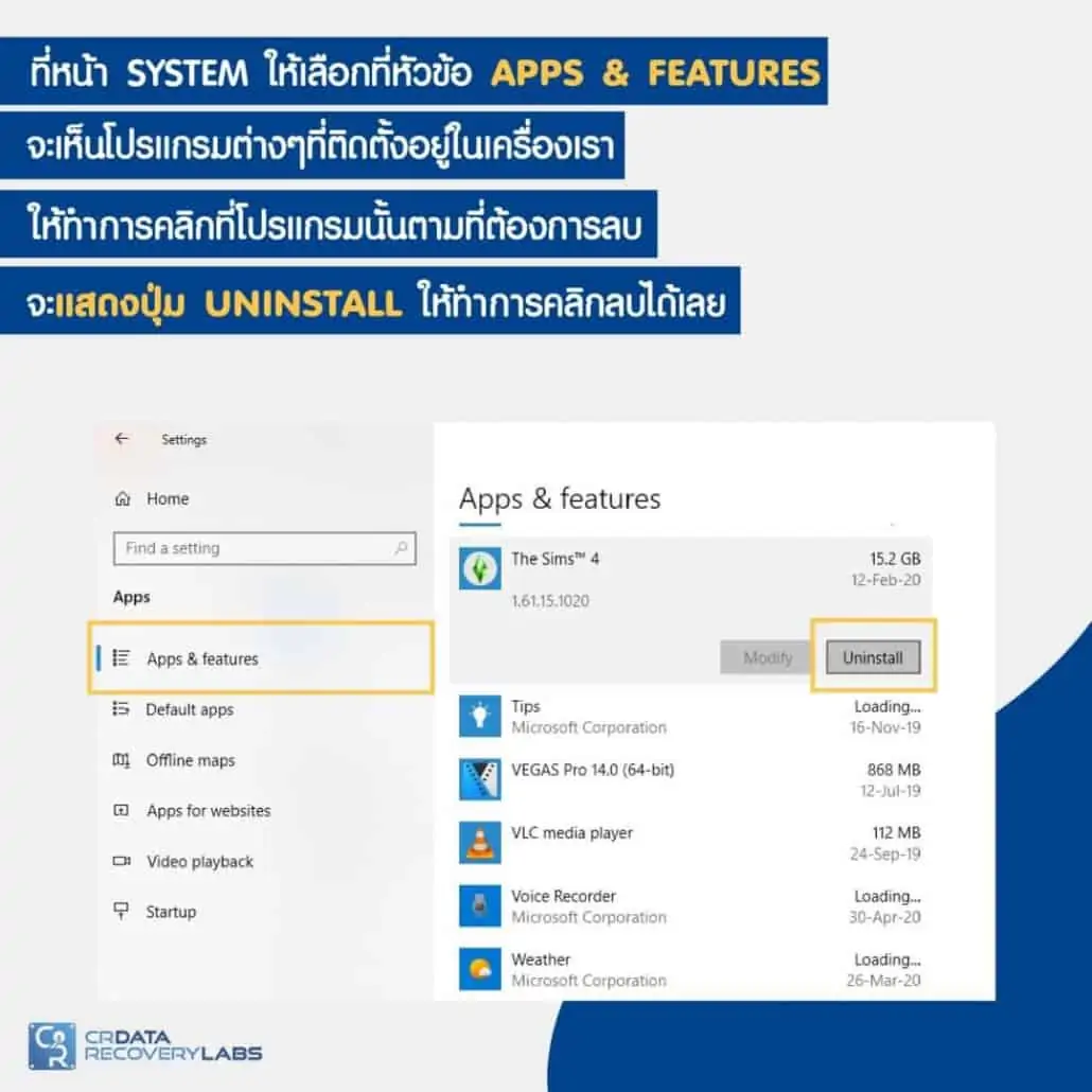 วิธีการลบ App โปรแกรมออกจากคอมพิวเตอร์ 5 4. วิธีการลบ App ออกจากเครื่องคอมพิวเตอร์อย่างถูกต้อง